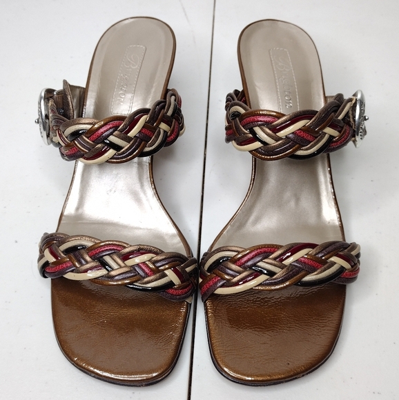 Brighton Fiji Women's Double Cable Strap Slip-On Casual Heel Sandals Sz 8.5 - Picture 4 of 16